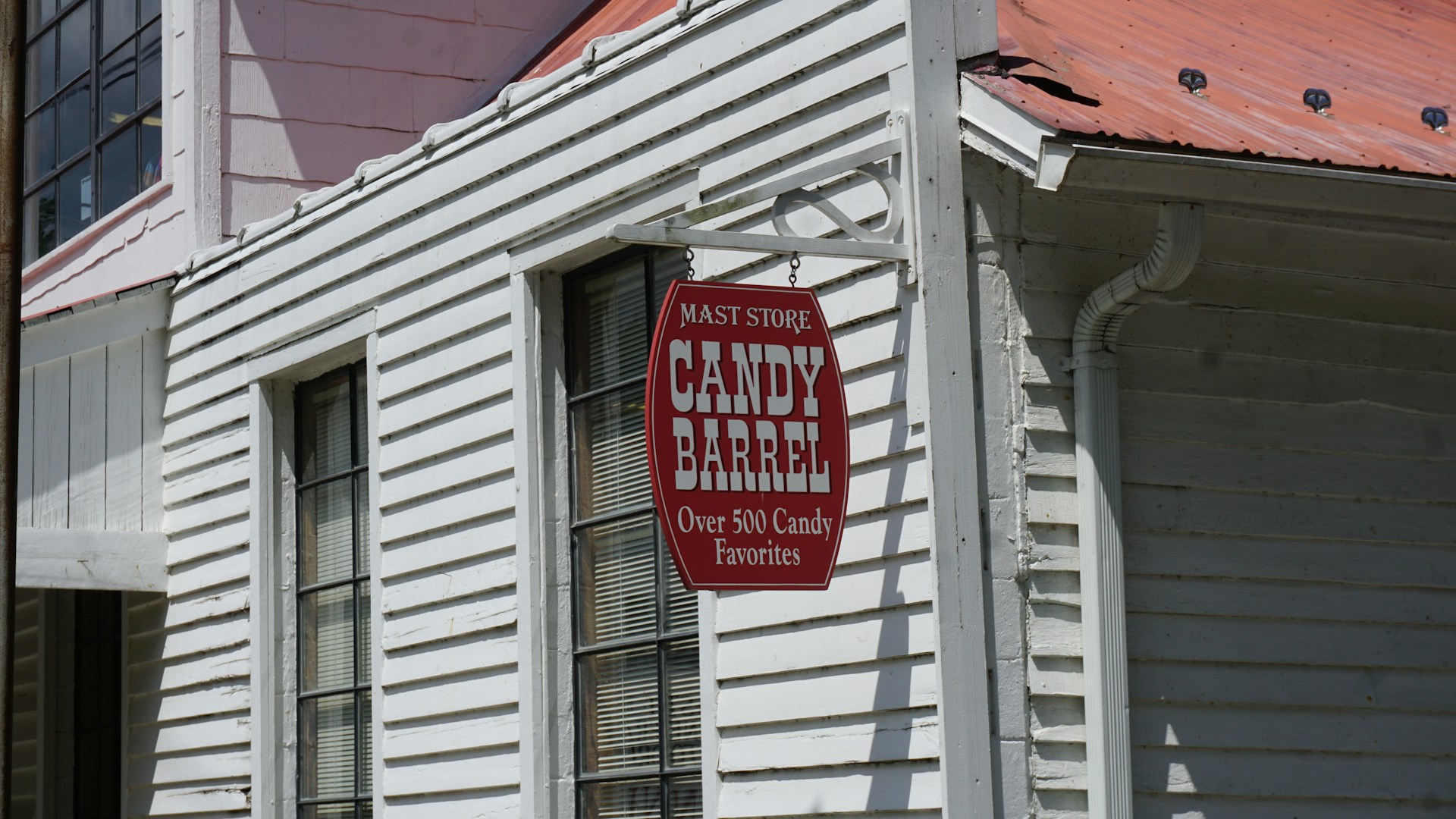 Candy Barrel sign in downtown Boone, NC which is served by Roby HVAC and Electrical