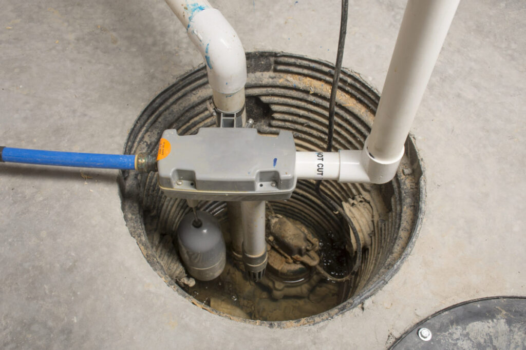 sump pump in a sump pit