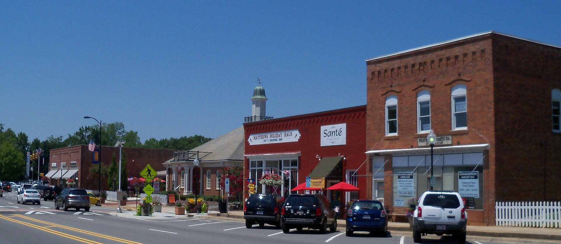 Downtown Matthews, NC where Roby Services provides HVAC, electrical, and plumbing services